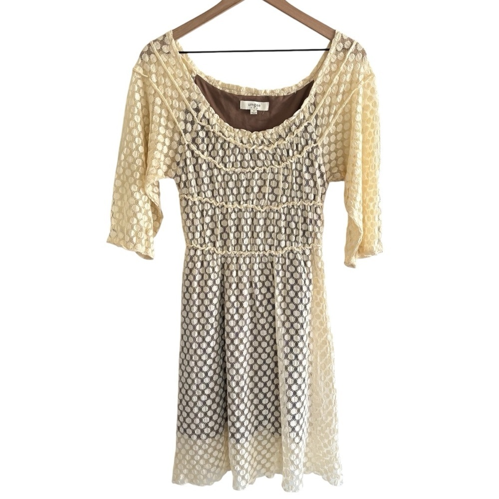 Umgee Lace Overlay Mini Dress Women’s Medium Boho Cottagecore Party